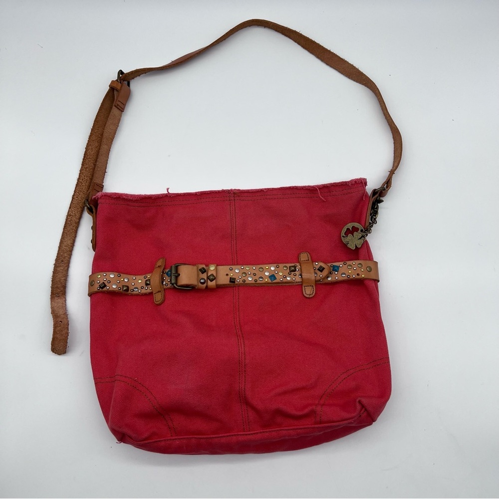 Lucky Brand Colexico Small Tote Stylish‎ Red Shoulder Bag with Tan Accents